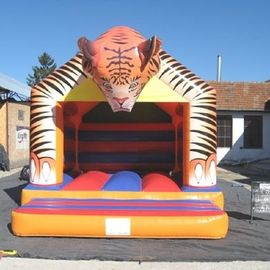 Luar ruangan Plato PVC Terpal Inflatable Bouncy Castle Tiger Head