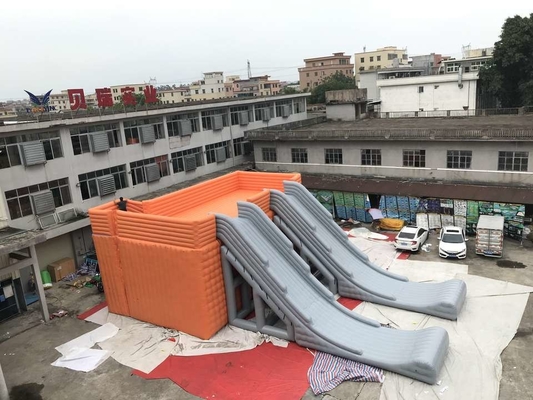 Acara Inflatable Combo Slide Dengan Platform Besar Bahan Terpal PVC Luar Ruangan
