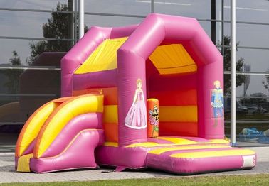 Comercial Inflatable Combo Dengan Mini Dry Slide / Princess Print Moonwalk Bounce House