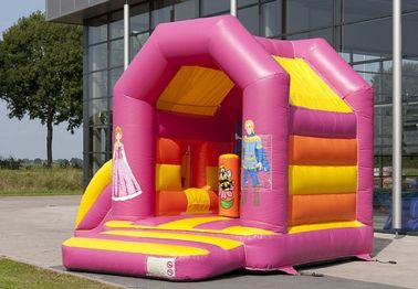 Comercial Inflatable Combo Dengan Mini Dry Slide / Princess Print Moonwalk Bounce House