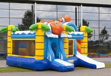 Clown Water Slide Combo, Combo Slide Bounce House Dengan Slide Untuk Pesta Anak-Anak