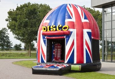 Lucu Disco Bouncer House Union Jack, Potable PVC Inflatable Jumping House