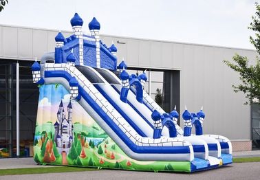 Blue Castle Large Comelot Jump Dan Slide Inflatables Dengan Dinding Panjat