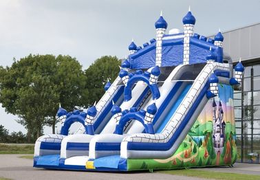 Blue Castle Large Comelot Jump Dan Slide Inflatables Dengan Dinding Panjat