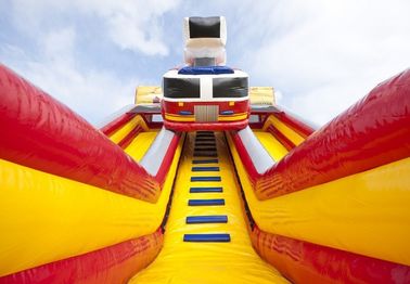 Double Lane Brandweer Slide Inflatable Komersial Tahan Air Inflatable Castle Slide