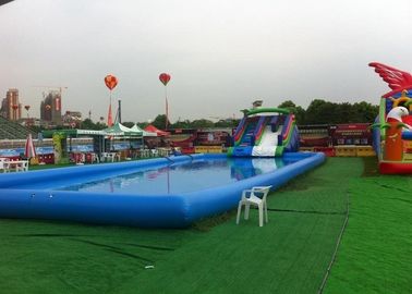Biru Besar Inflatable Anak Kolam Renang Dengan Slide Untuk Inground Pools