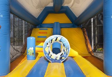 Seaworld Combo Jumper Rentals Inflatables Rumah Bouncing Biru 0,55mm PVC