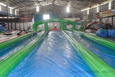 3 Jalur Green Backyard Inflatable Water Slides Fire Resistant SCT