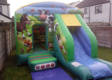 12ftx18ft Farmyard Inflatable Combo, Kids Green Jumping Bounce House Dengan Slide
