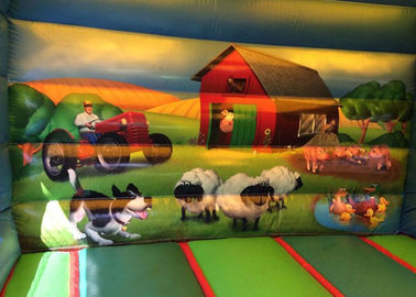 12ftx18ft Farmyard Inflatable Combo, Kids Green Jumping Bounce House Dengan Slide