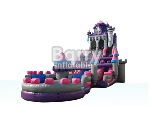 BSCI Princess Castle Inflatable Water Slides Warna Ungu Pink Abu-abu
