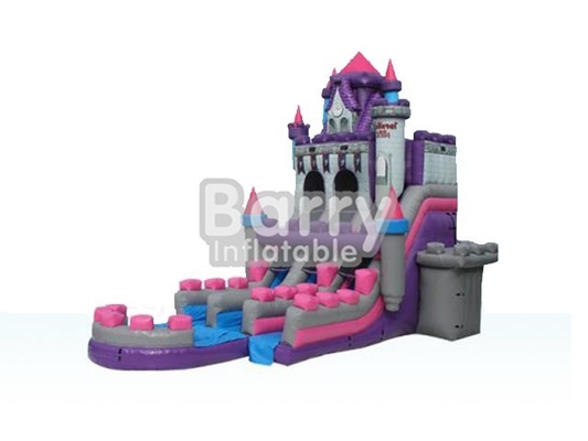 BSCI Princess Castle Inflatable Water Slides Warna Ungu Pink Abu-abu