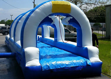 Blue Single Lane Commercial Inflatable Water Slides Untuk Orang Dewasa Dan Anak-Anak