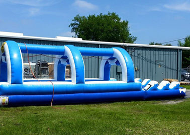 Blue Single Lane Commercial Inflatable Water Slides Untuk Orang Dewasa Dan Anak-Anak