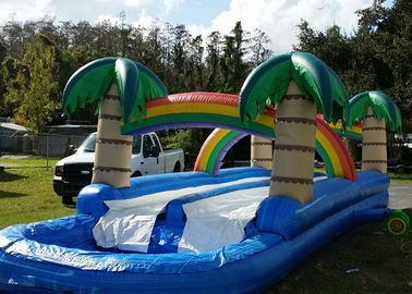 Tropis 34ft Panjang Inflatable Water Slides Rentals Dengan Kolam Besar