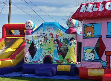 Merah muda Hello Kitty Inflatable Bouncer, Blow Up Kids Bouncy Castle Untuk Backyard Fun