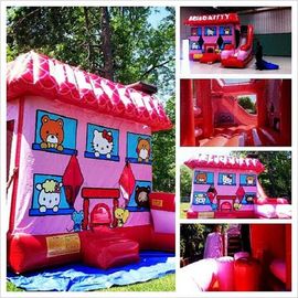 Merah muda Hello Kitty Inflatable Bouncer, Blow Up Kids Bouncy Castle Untuk Backyard Fun