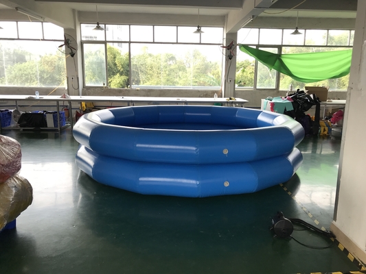 Kolam Inflatable Portabel Warna Biru Muda Dengan Pencetakan Logo Pompa Udara