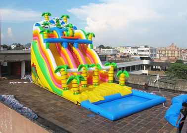 Jungle Inflatable Water Slide Dengan Kolam Renang, Slide Inflatable Air Komersial Untuk Playground
