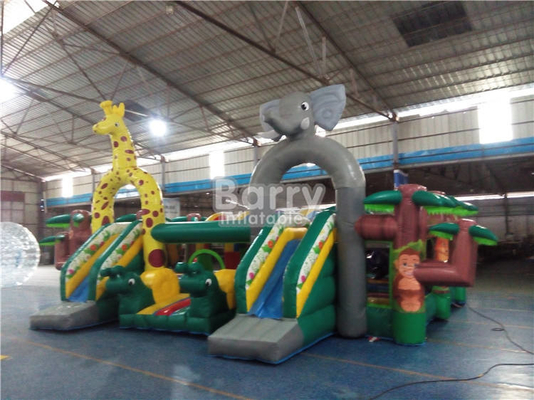 0.55mm PVC Inflatable Amusement Park Bouncer Slide Playground Jungle Animal Theme