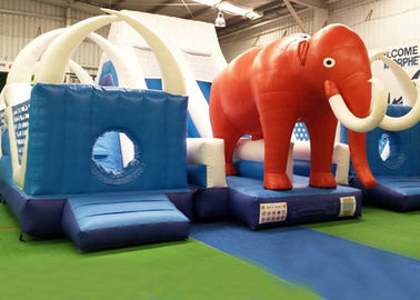 CE, EN14960 Biru Dan Merah Raksasa Tiup dunia gajah Bouncer Slide Untuk Anak-Anak