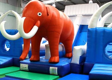 CE, EN14960 Biru Dan Merah Raksasa Tiup dunia gajah Bouncer Slide Untuk Anak-Anak