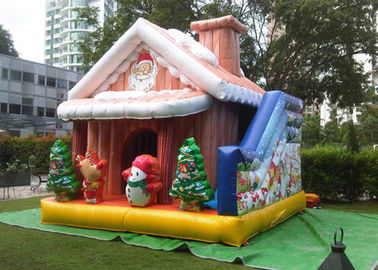 Cuatomized 0.55mm PVC Merry Christmas Inflatable Santa Claus Bouncy Castle Untuk Anak-Anak Bermain