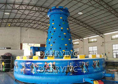 Biru Anak-anak Frozen Inflatable Climbing Wall Type PVC Bahan Inflatable Sports Arena