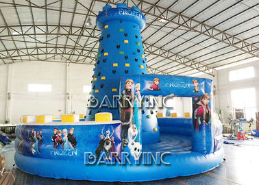 Biru Anak-anak Frozen Inflatable Climbing Wall Type PVC Bahan Inflatable Sports Arena