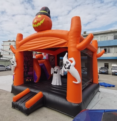 Kids Bounce Playhouse Halloween Jumping Castle Dengan Slide Tahan Api