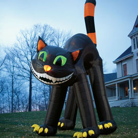 CE Sertifikat Outdoor Giant Advertising Inflatables Black Cat Untuk Halloween Festival