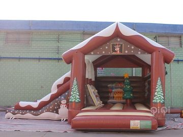 Natal Inflatables Dekorasi Bouncing Rumah Geser Combo Dengan Slide Selama Musim Dingin