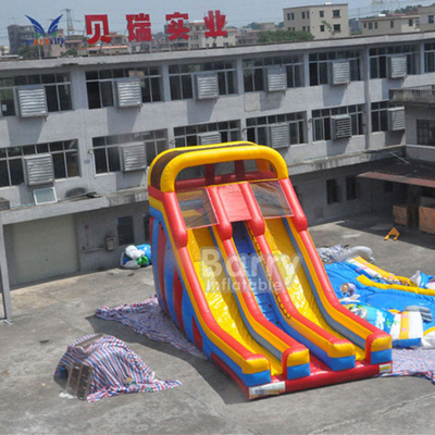 0.55mm PVC Double Lane Blow Up Slide Inflatable Kids Slide Toys Untuk Taman Bermain