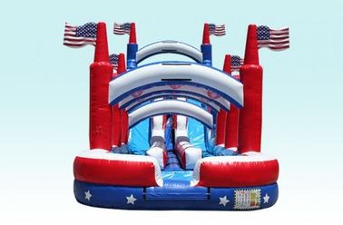 Luar Ruangan 18 Kaki Hignt Inflatable Water Slides Semua Bendera Amerika Dengan Slip Slide