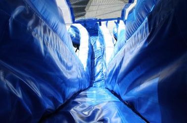 Blue 22 ft Dolphin Double lane Cali Ocean Inflatable Water Slides dengan PVC Tarpaulin Material
