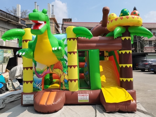 Kastil Goyang Tiup Kustom Dengan Slide Dinosaurus Tema Rumah Bouncing Untuk Anak-Anak