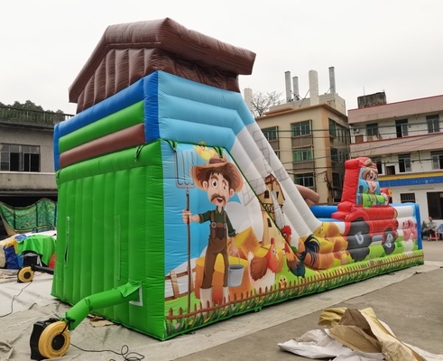 Terpal Komersial Melenting Slide Combo Hewan Ternak Rumah Bouncing Inflatable Jumping Castle