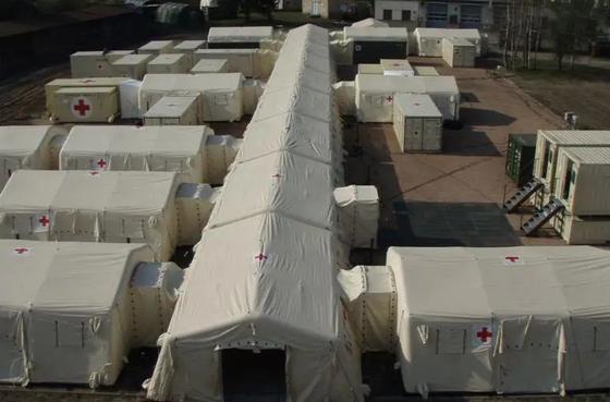 Tenda Tiup Bersegel Udara Portabel Kedap Udara Tenda Kelangsungan Hidup Rumah Sakit Darurat Besar