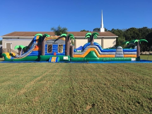 PVC Inflatable Bounce House 5k Run Rintangan Untuk Anak-Anak
