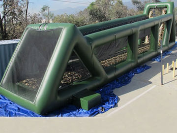 Tinggi 80ft Hijau Inflatable Sports Games Long Giant Inflatable Zip Line Untuk Dewasa