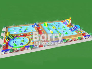 Desain baru portabel taman bermain air tiup dengan gajah slide taman untuk musim panas