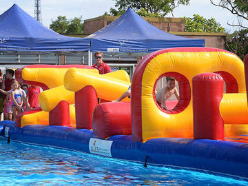 54 FT Long Giant Water Inflatable Rintangan dengan Slide Durable 0.9mm PVC