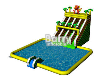0,55mm PVC Tarpaulin Taman Jungle Inflatable Water Slide Park Untuk Komersial