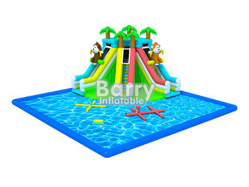 Anak-anak peralatan taman air tiup, OEM / ODM rimba tiup taman air slide pool