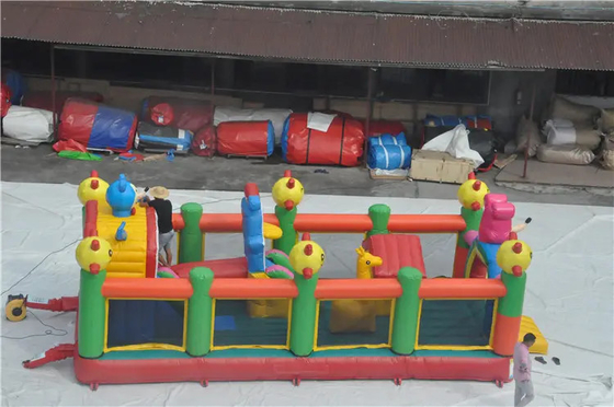 Colorful Jumping Inflatable Bounce House Bouncy Castle Dengan Seluncuran Untuk Anak Luar Ruangan