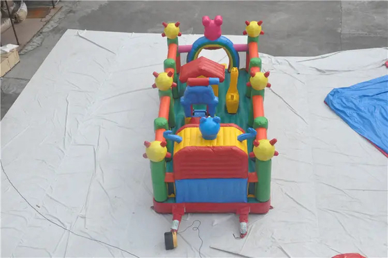 Colorful Jumping Inflatable Bounce House Bouncy Castle Dengan Seluncuran Untuk Anak Luar Ruangan