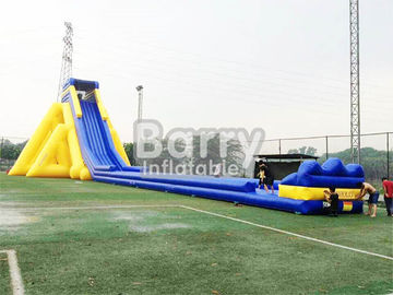 Slide Inflatable Komersial Kuning / Biru Raksasa / Slide Inflatable Dewasa