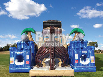 Treasure Island Inflatable Hambatan Kursus Jungle Pirate Ship Inflatable Bouncer
