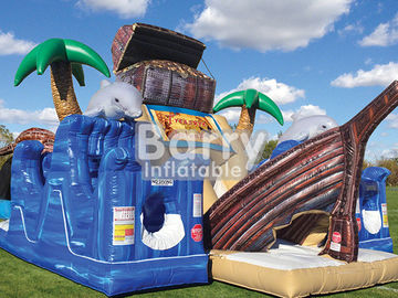 Treasure Island Inflatable Hambatan Kursus Jungle Pirate Ship Inflatable Bouncer