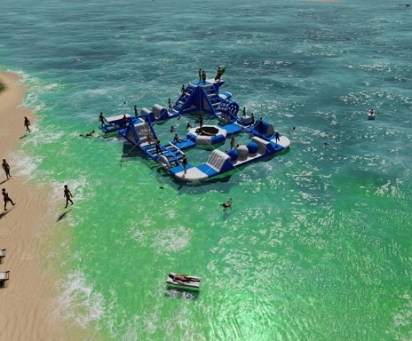 OEM Tarpaulin Inflatable Floating Water Park Family Resorts Taman Air Mengambang Blow Up Island